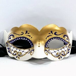 Original Venetian Eye Mask Hand Painted Made In Venice Italy Pre Owned